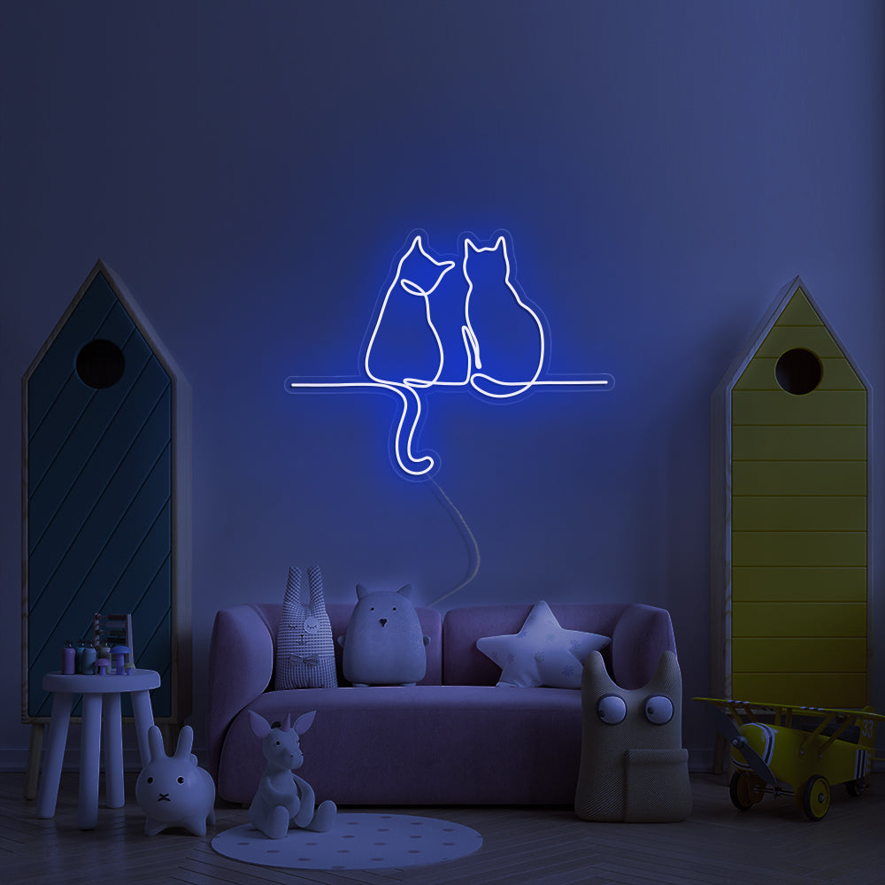 Two Cats Looking- LED Neon Signs
