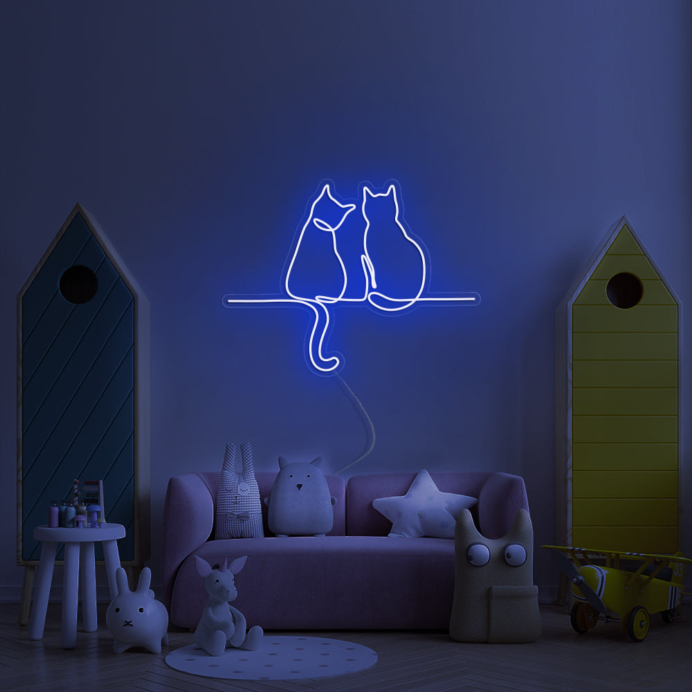 Two Cats Looking- LED Neon Signs
