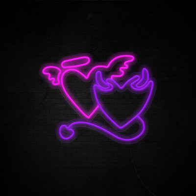 Angel and Demon in Love Heart - LED Neon Signs