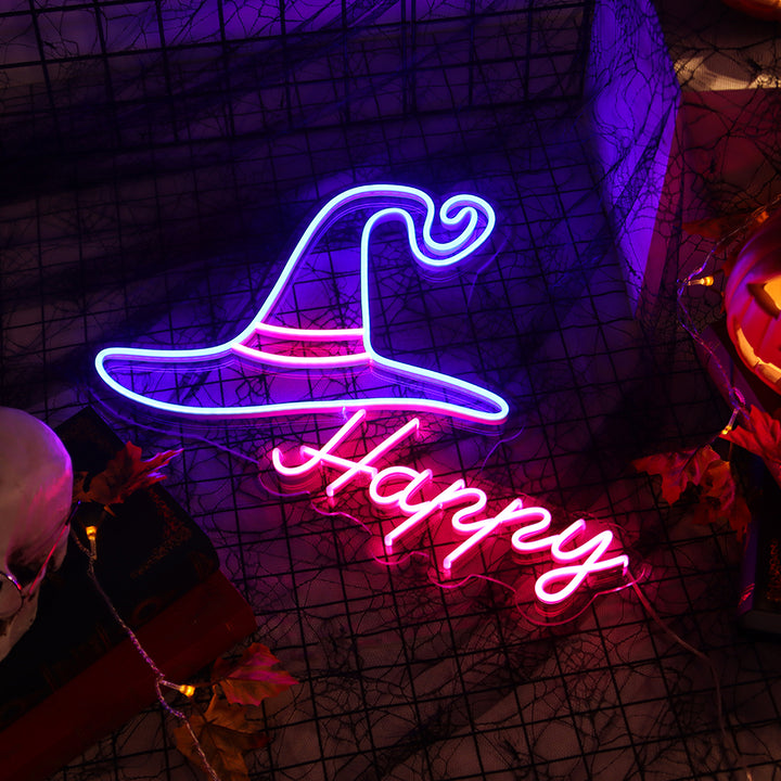 Witch Hat LED Neon Sign - Happy Halloween Neon Sign